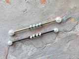 White Pearl Industrial Barbell 14g 16g Scaffold
