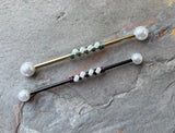 White Pearl Industrial Barbell 14g 16g Scaffold