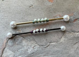 White Pearl Industrial Barbell 14g 16g Scaffold