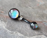 Iridescent Glowing Black Belly Button Ring