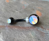 Iridescent Glowing Black Belly Button Ring