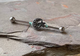 Celestial Moon and Star Industrial Barbell 14g 16g Scaffold