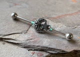 Celestial Moon and Star Industrial Barbell 14g 16g Scaffold