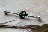 Celestial Moon and Star Industrial Barbell 14g 16g Scaffold