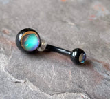 Iridescent Glowing Black Belly Button Ring