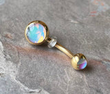 Yellow Gold Iridescent Belly Button Ring
