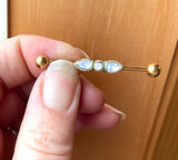 Opalite Yellow Gold Industrial Barbell 14g 16g Scaffold
