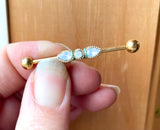 Opalite Yellow Gold Industrial Barbell 14g 16g Scaffold