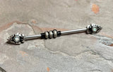 White Opal Arrowhead 14 Gauge Industrial Barbell Piercing Beaded Arrow