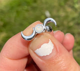 Silver Sun and Moon Phases Opalite Belly Button Ring