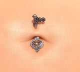 Skeleton Key Topaz Belly Button Navel Rings