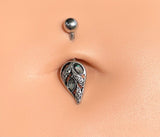 Abalone Shell Silver Leaf Belly Button Ring