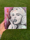 Oil and Mixed Media Painting Graffiti Marilyn Monroe Monochrome Black and White