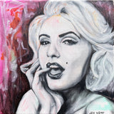 Oil and Mixed Media Painting Graffiti Marilyn Monroe Monochrome Black and White