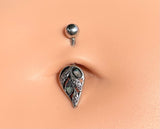 Abalone Shell Silver Leaf Belly Button Ring