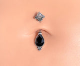 Victorian Style Black CZ Belly Button Ring