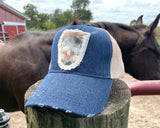Denim Trucker Hat Flower Skull Patch Hat