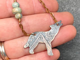 Wolf Necklace Moon Mountain Stars Aqua Terra Jasper Gemstones