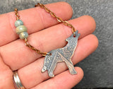 Wolf Necklace Moon Mountain Stars Aqua Terra Jasper Gemstones
