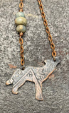 Wolf Necklace Moon Mountain Stars Aqua Terra Jasper Gemstones