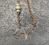Wolf Necklace Moon Mountain Stars Aqua Terra Jasper Gemstones