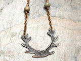 Deer Antler Necklace Totem Aqua Terra Jasper Gemstones