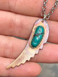 Angel Wing Bird Wing Turquoise Copper and Sterling Silver Necklace