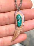 Angel Wing Bird Wing Turquoise Copper and Sterling Silver Necklace