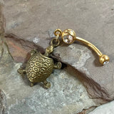 Vintage Turtle Gold Dangle Yellow Gold Belly Button Navel Rings