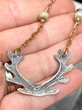 Deer Antler Necklace Totem Aqua Terra Jasper Gemstones