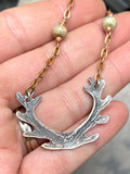 Deer Antler Necklace Totem Aqua Terra Jasper Gemstones