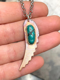 Angel Wing Bird Wing Turquoise Copper and Sterling Silver Necklace
