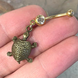 Vintage Turtle Gold Dangle Yellow Gold Belly Button Navel Rings