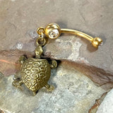 Vintage Turtle Gold Dangle Yellow Gold Belly Button Navel Rings