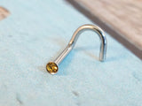 Golden Topaz 18 Gauge or 20 Gauge Nose Ring Stud Corkscrew