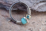 Nose Ring Tragus Hoop Earring Cartilage Hoop Earring Turquoise and Gold