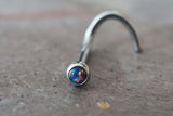 18g 20g Black Opal Nose Ring / Opal Nose Screw