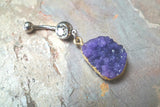 Druzy Belly Button Ring Purple Belly Button Rings
