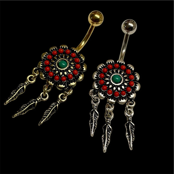 Boho Dangle Silver or Gold Belly Button Rings