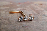 Nose Ring Triple Crystal Stud