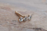 Nose Ring Triple Crystal Stud