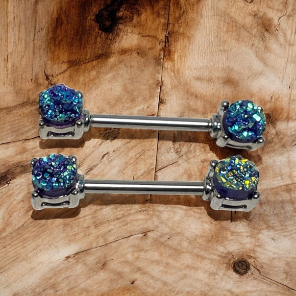 Gold Druzy Nipple Piercing