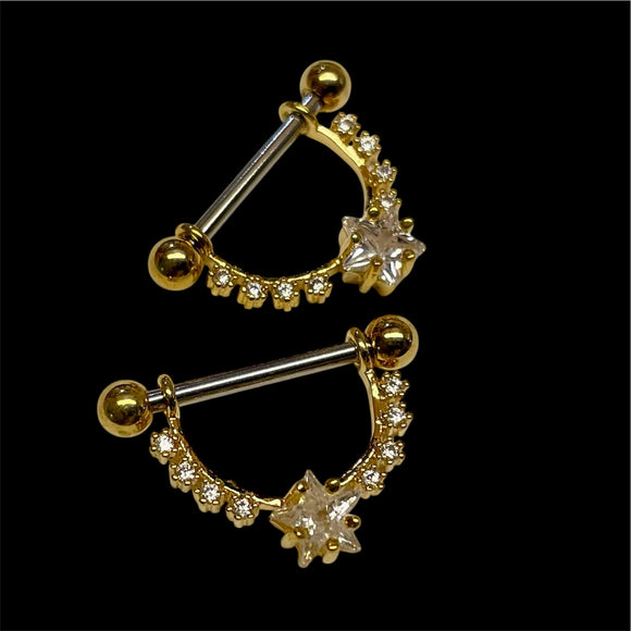 Star Gold 14g or 16g Nipple Shield Nipple Ring Nipple Piercing