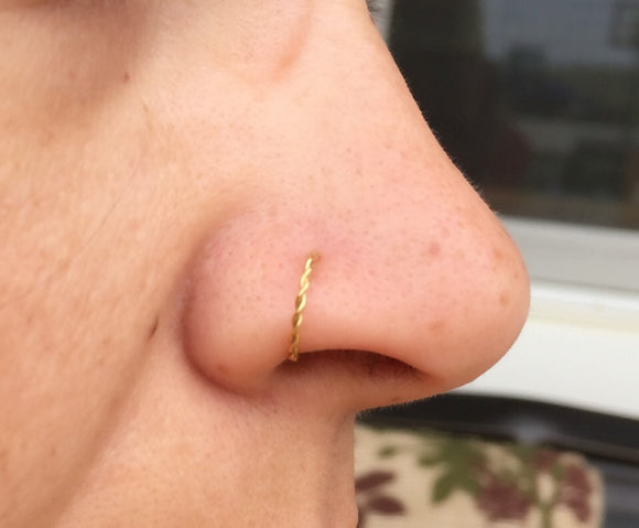 Gold Nose Ring Hoop Braided