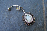 Beaded Oval Opalite Belly Button Rings