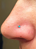 Boho Nose Ring / 14kt Rose Gold Nose Ring / Rose Gold Nose Stud with 2mm Teal Opal