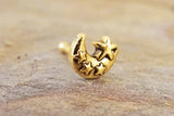 14kt Gold Nose Ring Gold Nose Stud Lunar Moon and Stars