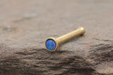 Gold Nose Ring 18g Black Opal Tiny Nose Stud