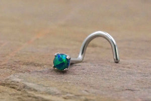 Black Opal Nose Screw Fire Opal Nose Ring Nose Piercing