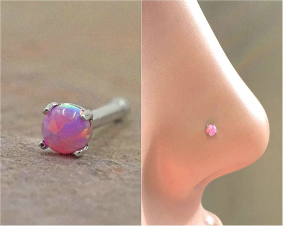 Pink Opal Nose Ring Fire Opal Nose Stud Nose Piercing